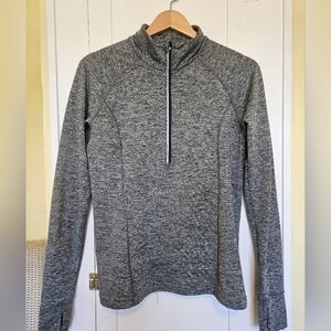 Lucy Womens Half Zip Heathered Gray Reflective Strip Accent Pullover Size Medium